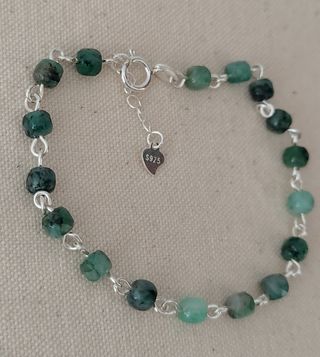 Pulsera, plata ley y esmeralda 