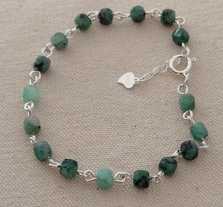 Pulsera, plata ley y esmeralda 