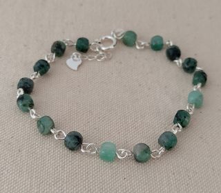 Pulsera, plata ley y esmeralda 