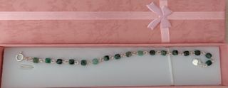 Pulsera, plata ley y esmeralda 
