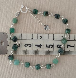 Pulsera, plata ley y esmeralda 