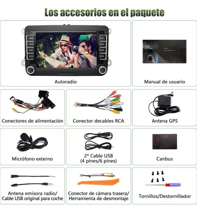 Radio gps volkswagen android auto y carplay