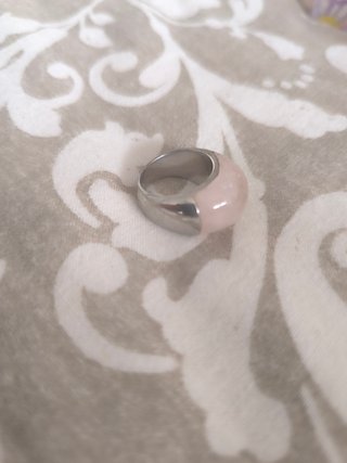 Anillo plata y cuarzo Rosa