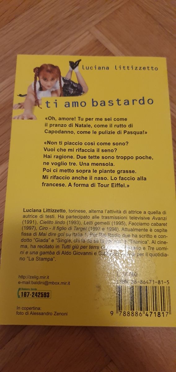 Libro umoristico Ti amo bastardo - L. Littizzetto