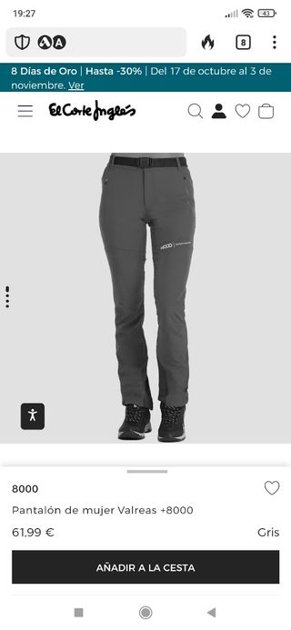 Pantalón +8000 talla S nuevo, no invierno