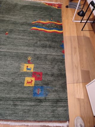 Alfombra 245x202 Gabbeh Verde 100% Lana