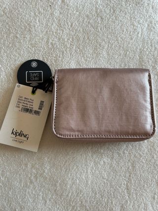 Monedero Kipling mediano rosa metalizado