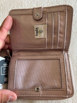 Monedero Kipling mediano rosa metalizado