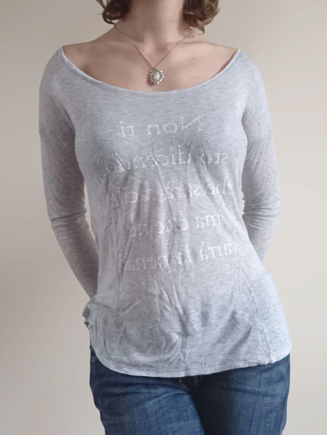 Maglietta maniche lunghe semitrasparente strampa