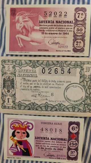 Lotería antigua diferentes años y precios