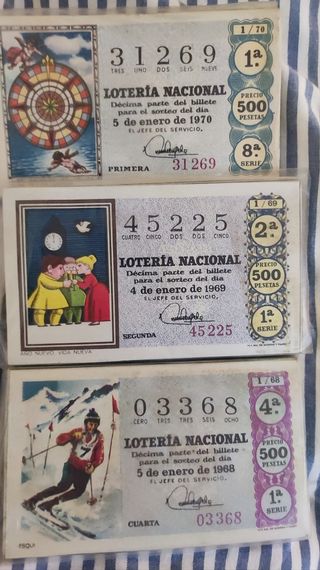 Lotería antigua diferentes años y precios