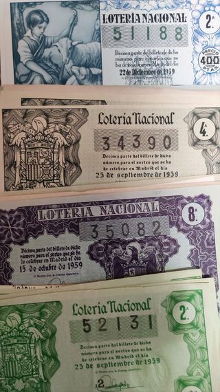 Lotería antigua diferentes años y precios