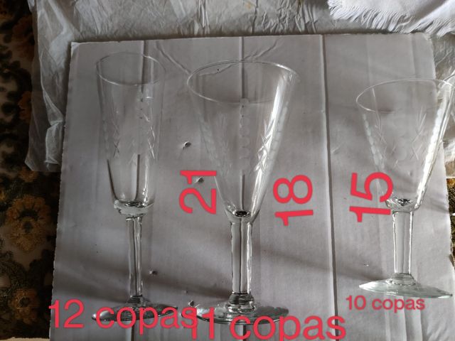 Juego copas cristal años 60