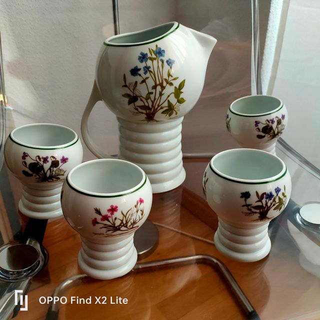 Jarra cerámica con 4 vasos original