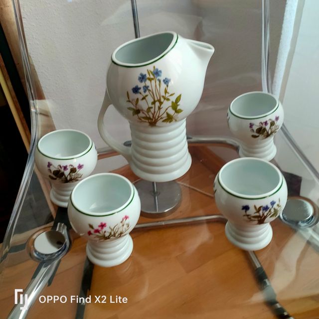 Jarra cerámica con 4 vasos original