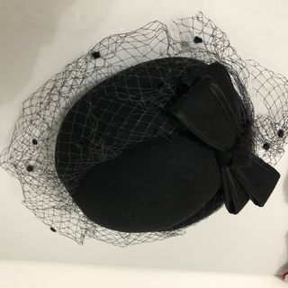 Cappello donna nero con velina Vintage lana  