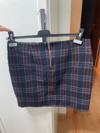 Mini falda cuadros zara