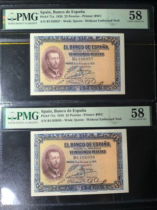 Billete 25 Pesetas 1926 PMG 58