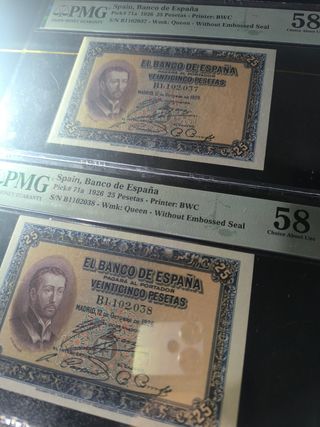 Billete 25 Pesetas 1926 PMG 58