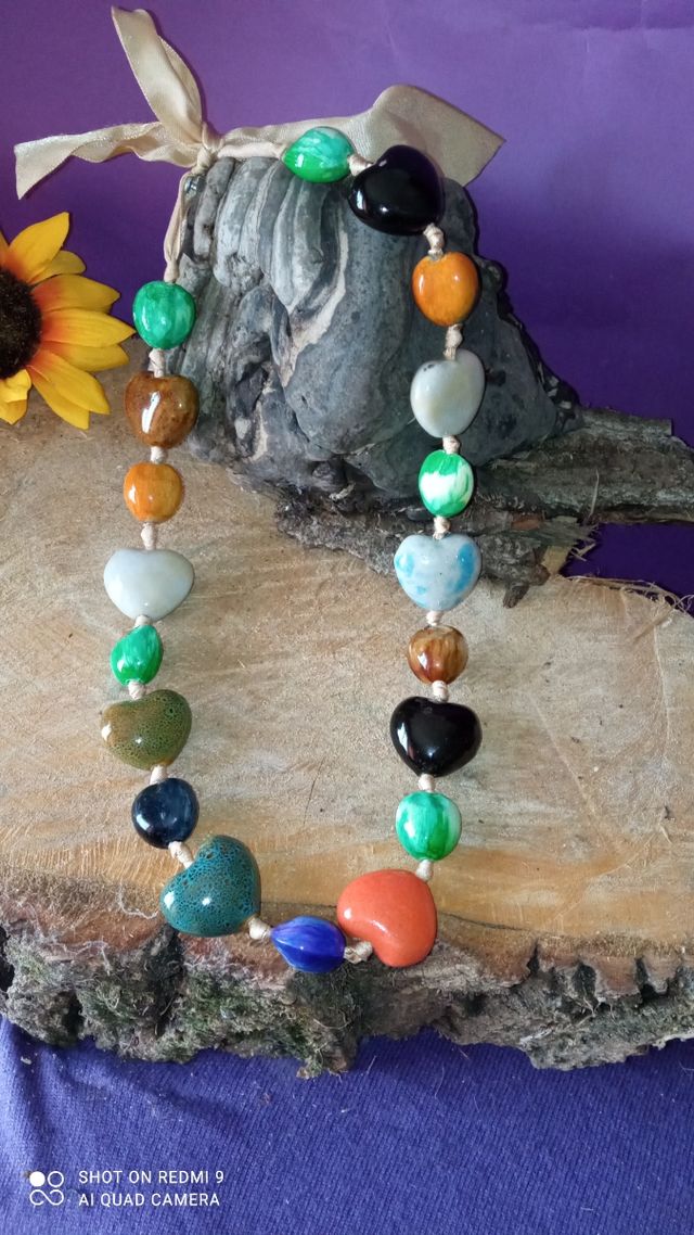 🔥 Collar Vintage  de cerámica de corazones