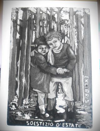 Incisione Acquaforte "Ex Libris" Originale