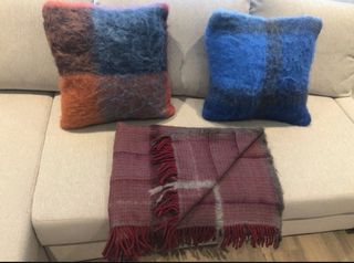 Cojines y Manta Hecho a mano de lana pura de Oveja