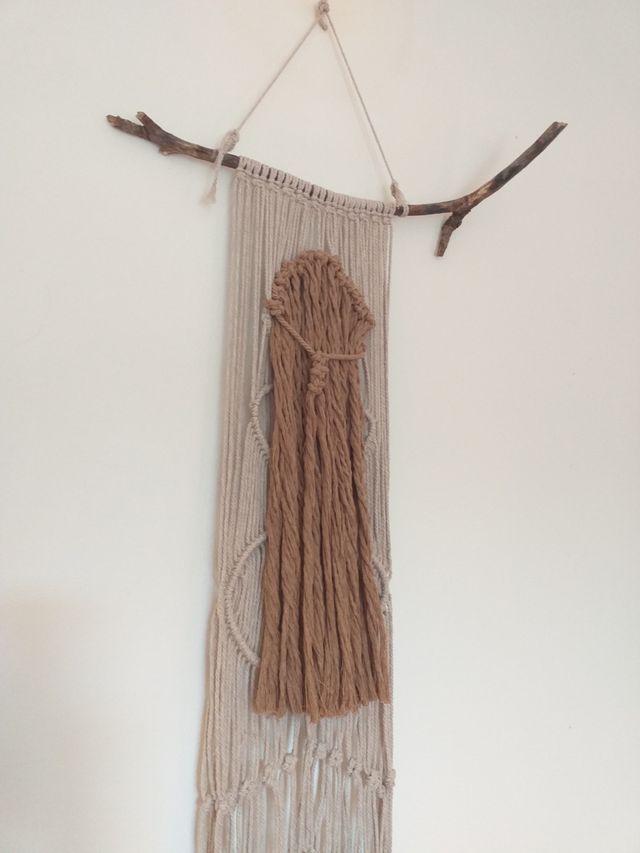 Tapiz de pared macramé Woman silhouette nordico