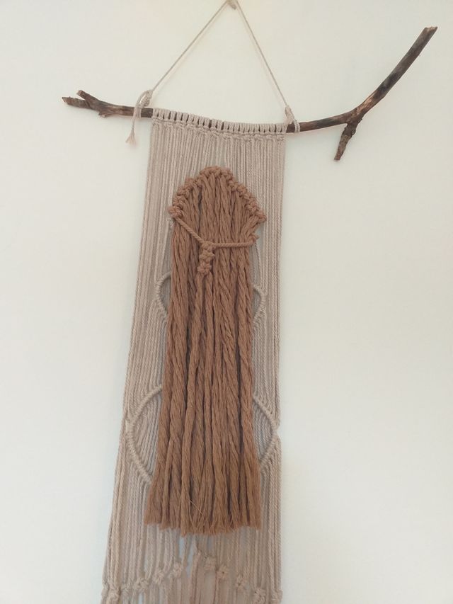 Tapiz de pared macramé Woman silhouette nordico