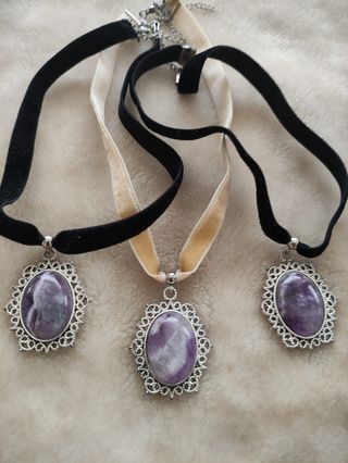 🌺 GARGANTILLAS  PIEDRA  AMATISTA
