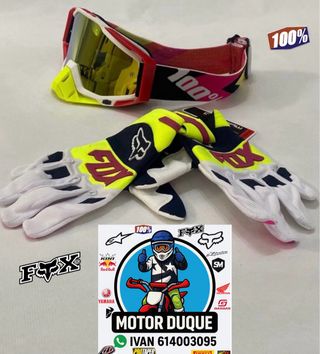Guantes bicicleta fox y gafas 100% enduro descenso