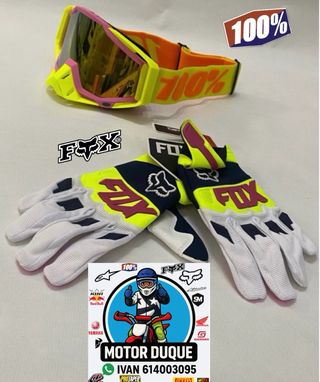 Guantes de bici montaña fox y gafas 100% mtb bici 