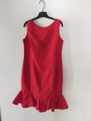 Vestido rojo fiesta popelín rasado 