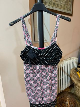 Camiseta tirantes rosa-negro T-Única, Fornarina