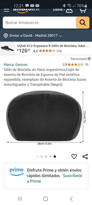 Sillin bici antiprostático