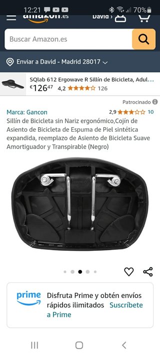 Sillin bici antiprostático