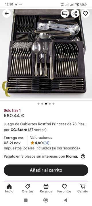 CUBERTERÍA DE ACERO INOXIDABLE