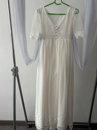Traje de comunion con lazo color azul empolvado
