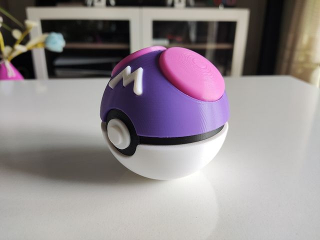 Pokeball "Master ball" impresa 3D (tamaño real)