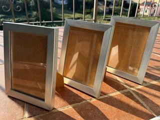 3 cornici 15 x 20 cm legno dipinto grigio 