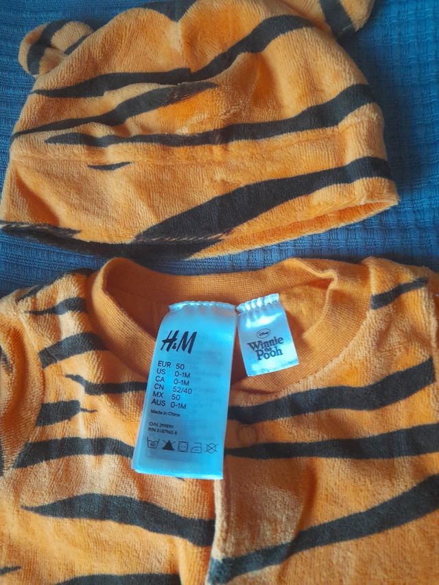 Disfraz /pijama bebé de tigre para 1 mes