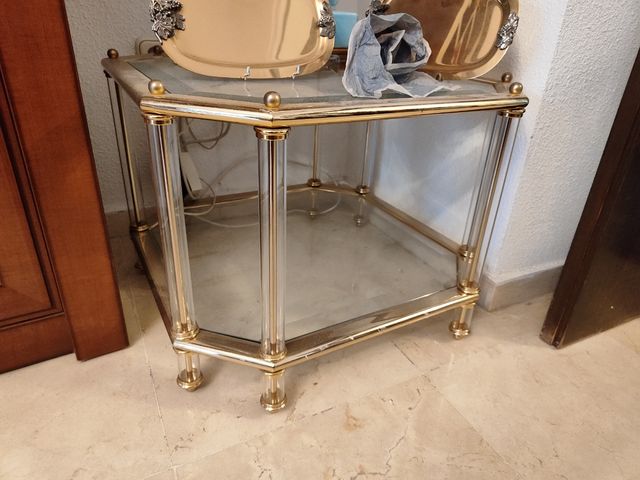 Mesa rinconera cristal vintage