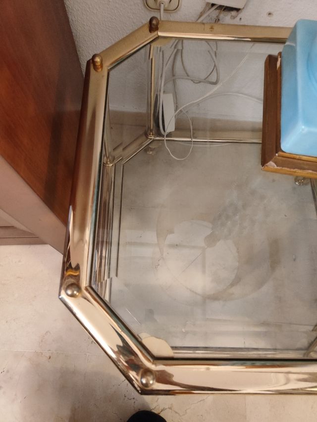 Mesa rinconera cristal vintage