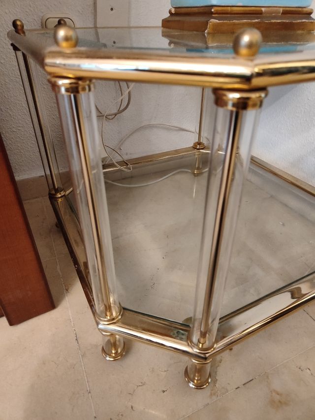 Mesa rinconera cristal vintage