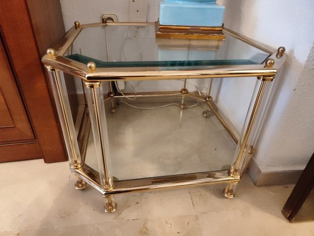 Mesa rinconera cristal vintage