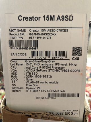 MSI creator 15M A9SD-07XES - mai usato