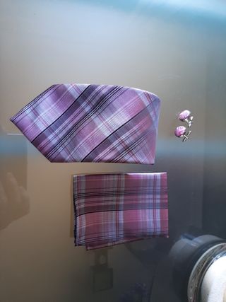 CORBATA Rosa cuadros 