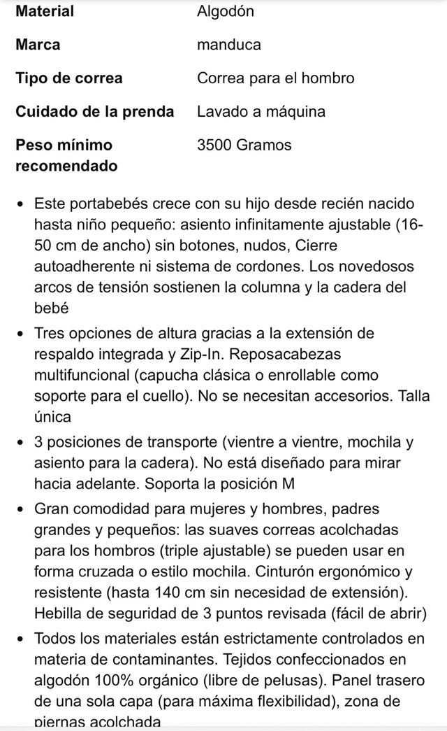 Manduca XT Portabebé > negra