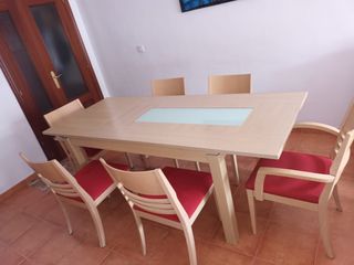 Mesa de salón extensible y 6 sillas