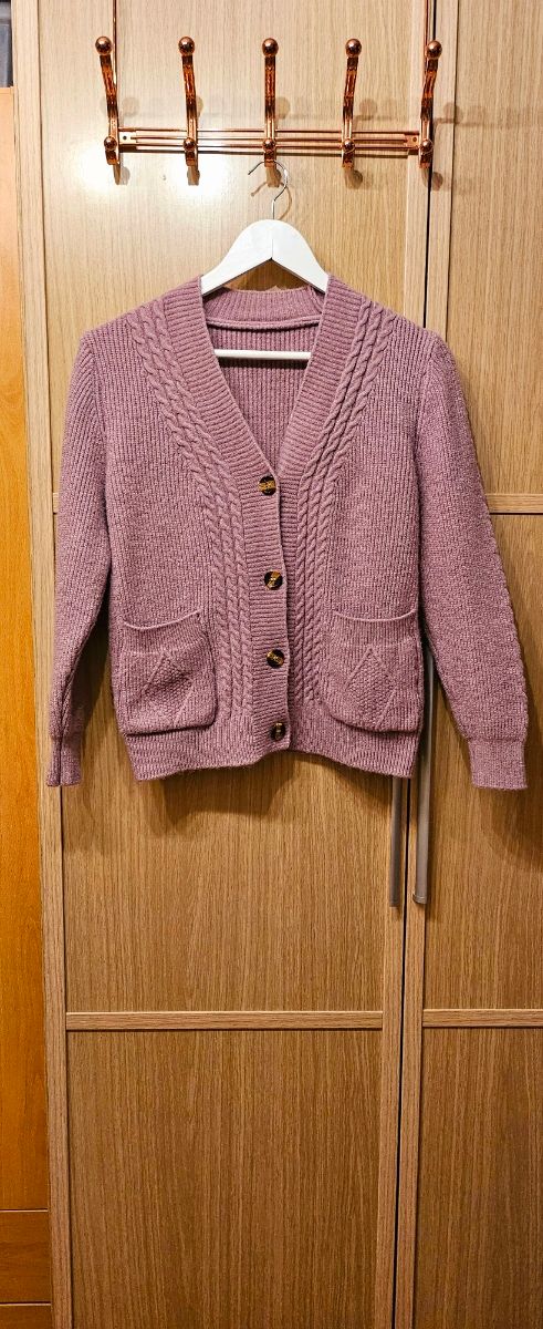 Chaqueta cardigan de punto lila talla M