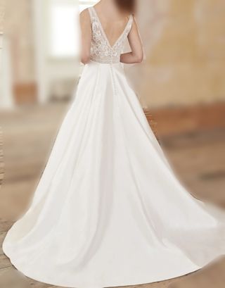 Vestido novia mangas largas desmontablevelo/cancán